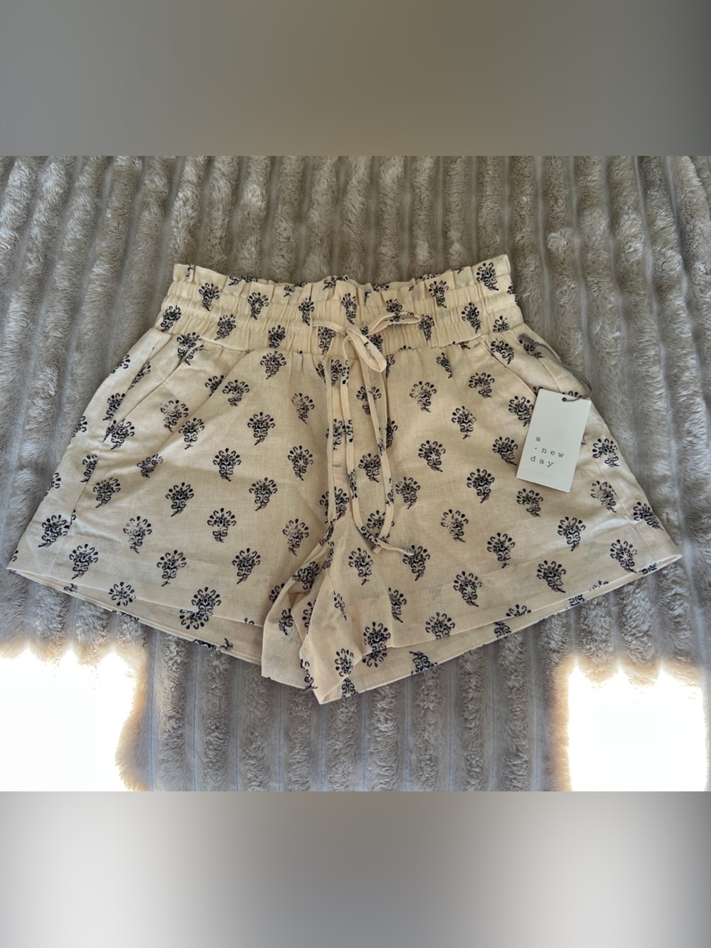 a new day Beige Floral Drawstring High-Waist Women’s Shorts